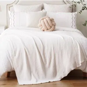 Throws Blanket - Chenille Offwhite