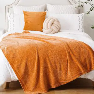 Throws Blanket - Chenille Orange