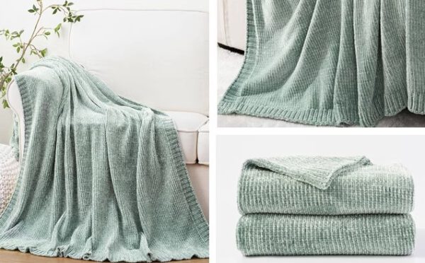 Throws Blanket - Chenille Sagegreen-01