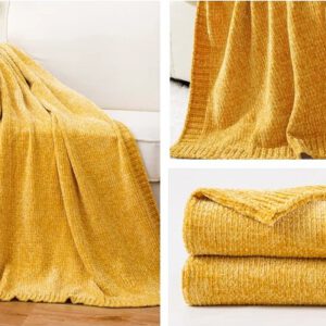 Throws Blanket - Chenille Yellow-01