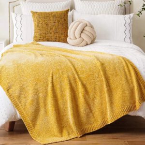Throws Blanket - Chenille Yellow