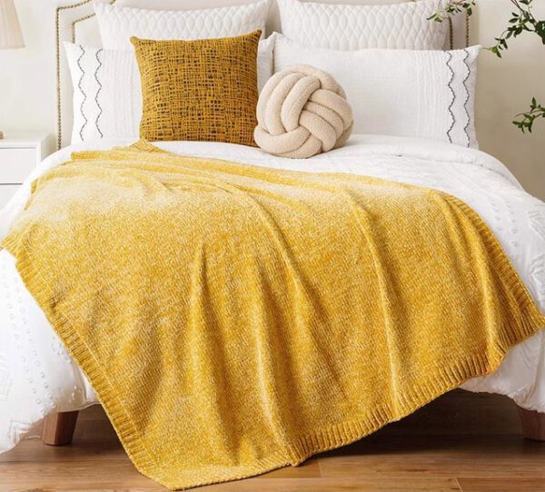 Throws Blanket - Chenille Yellow