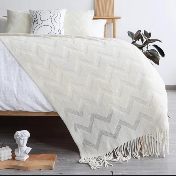 Throws Blanket Chevon Offwhite