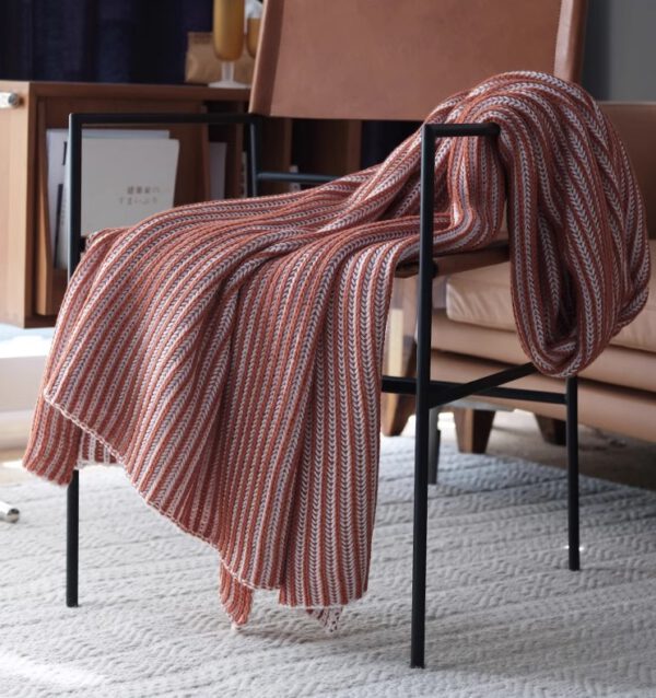 Throws Blanket - Stripe - Rust red