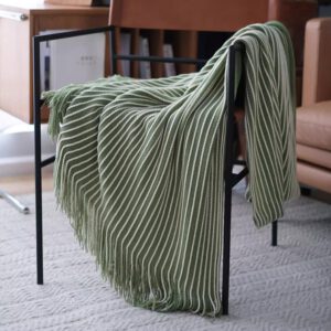 Throws Blanket - Stripe Tessel - Green