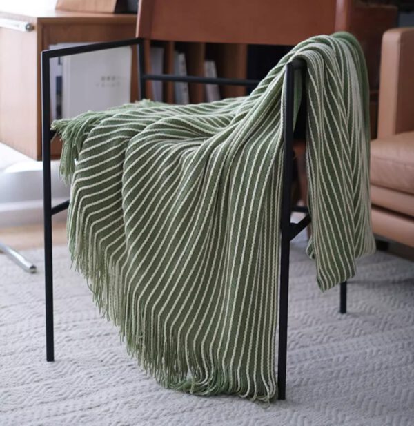 Throws Blanket - Stripe Tessel - Green