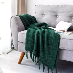 Throws Blanket - Zigzag Dark Green