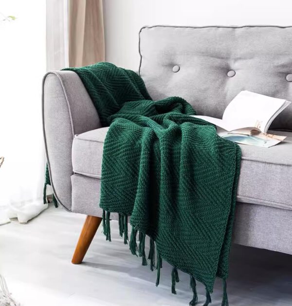 Throws Blanket - Zigzag Dark Green